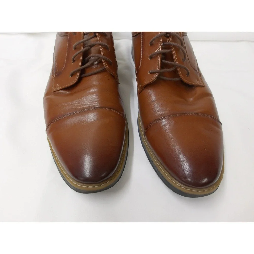 Nunn Bush Leather Dress Shoes Dixon Cap Toe Oxford‎ Cognac Man Size 13 /#6241
